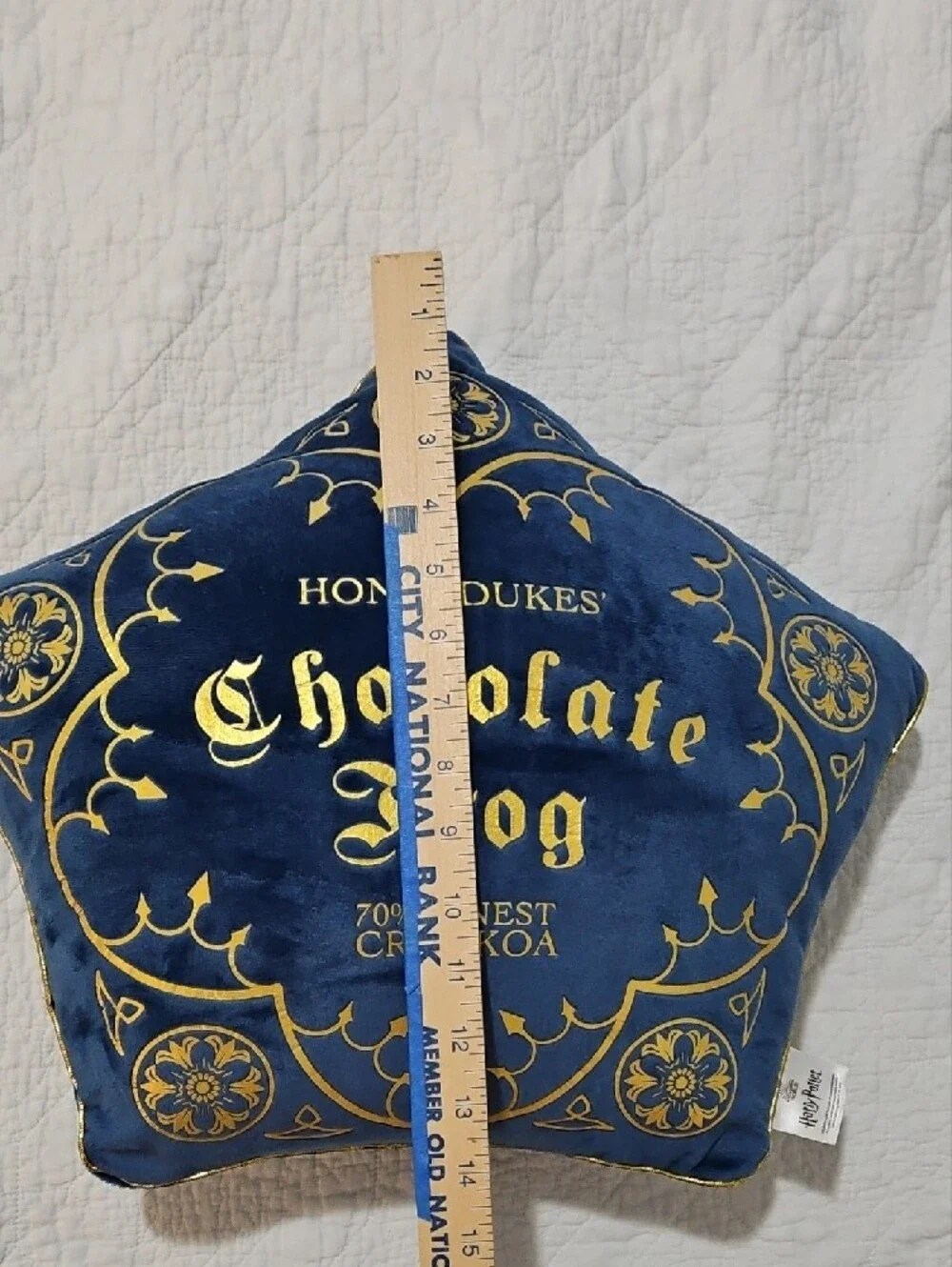 Warner Bros. Harry Potter Velvet Pillow - Navy & Gold Trim